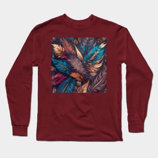 Boho-inspired feather pattern v2 Long Sleeve T-Shirt